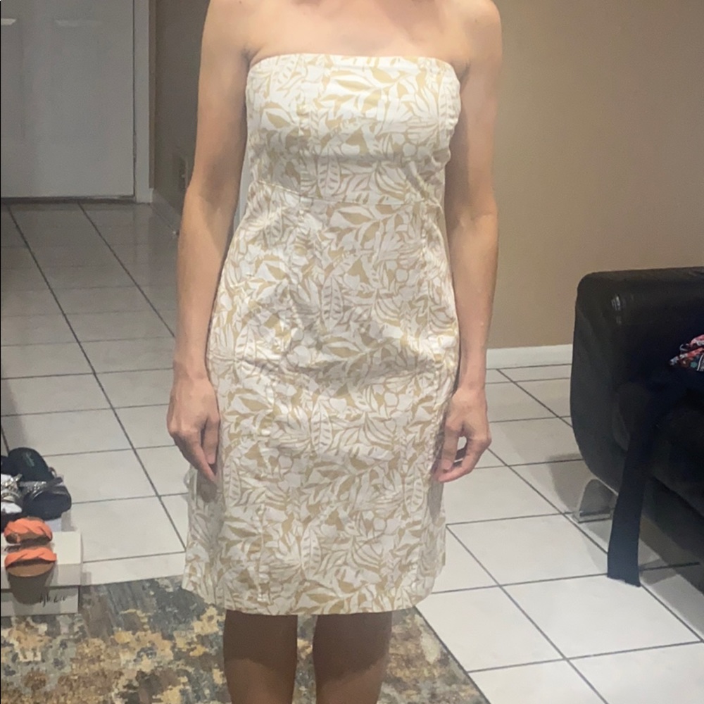 Gap Summer Linen Floral Strapless Dress